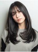 巻ける縮毛矯正/レイヤーカット/透明感ダークブラウン