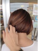 ミニボブショートボブベージュブラウン内巻きショート