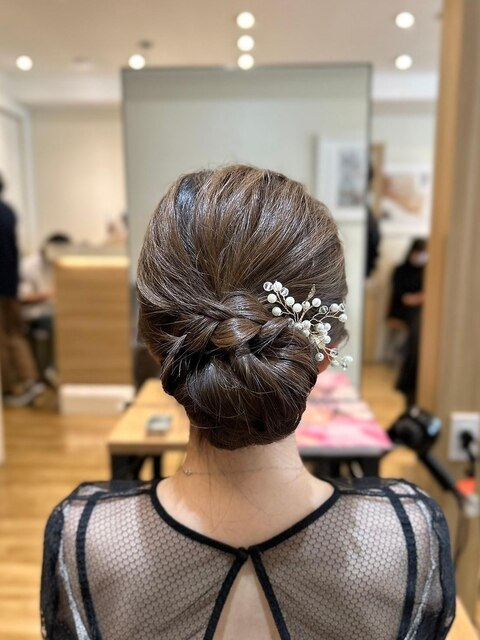 シンプルシニヨン　和装　着物　ヘアセット