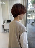オレンジブラウンマッシュショート大人ハンサムショート