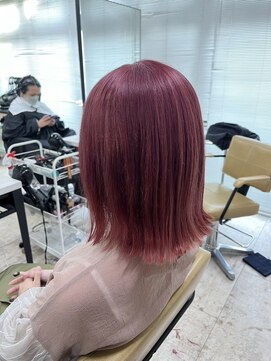 アジールヘア 所沢プロペ通り店(agir hair) セミディシアーカラーレッドピンク姫カットケアブリーチ所沢韓国