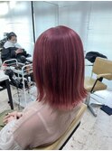 セミディシアーカラーレッドピンク姫カットケアブリーチ所沢韓国