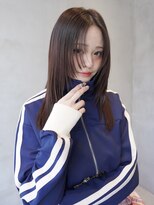 ミディアムレイヤーハッシュレイヤーグレージュカラー前髪