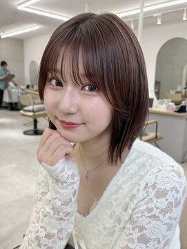 サンド クリア 横浜本店(sand clear) スタイリングが楽なぱつっとボブ/横浜ボブ/ベージュカラー