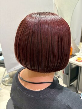 アース 南福島店(HAIR&MAKE EARTH) ミニボブ×お任せカラーでレッド　ブリーチなし