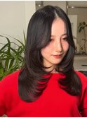 韓国ヘアーハッシュカットレイヤーカットハイライトカラー