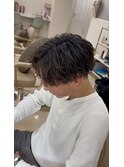 落ちかけパーマ×センターパート