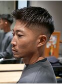 MEN'S/アップバングショート×ハイフェード/短髪/黒髪