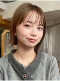 ボブレイヤーぱっつんボブココアブラウンシースルーバンクIB-38