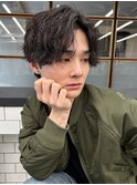 黒髪ツイストパーマ◎ツーブロックマッシュ