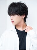 ツイストパーマ七三オールバックマッシュウルフスリークショート