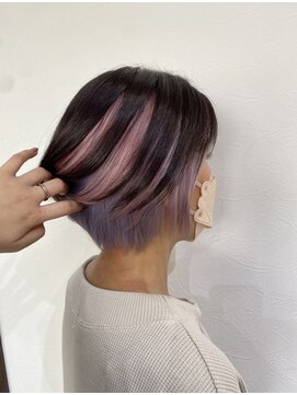 アチェロプラス 幸手店(acero+) 柔らかピンク×ラベンダーのインナーカラー♪