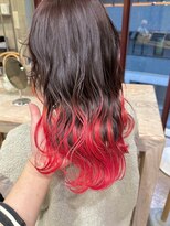 ヲタク(wotaku.)&nbsp;グラデーションカラーデザインカラールーツカラー赤髪ハイトーン