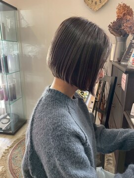 マイ ヘア デザイン 岡崎(MY hair design) オリーブベージュ*ぷつっとボブ前下がり立体感*20代