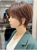 ◎前下がりショートボブハンサムショートカットカラーパーマケア
