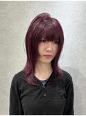 ワインレッド×ハッシュカット