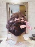 リボン編み込みヘアセット