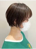 小顔カット似合わせ丸みショートクールショート前髪×グレージュ