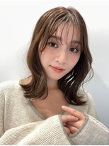 グリンプス 大濠店(Glimpse) シースルーバング くびれヘア 外ハネ 透明感 ベージュカラー