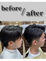 ヨシザワインク プレミアム 横浜 桜木町店(YOSHIZAWA Inc. PREMIUM)&nbsp;メンズツーブロックアップバングフェザーショート/理容室