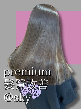 スカイ(SKY) 髪質改善縮毛矯正韓国風レイヤーカットダブルカラーベージュ