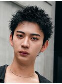 心斎橋スパイキーショートビジネスヘアフェザーショートパーマ 