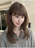 韓国風/レイヤー/前髪カット/オリーブ/透明感/ハッシュカット