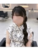 サイドおだんごポニー