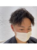 アップバングショート×ツイストスパイラル/メンズパーマ