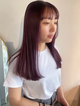 ファンファンバイルー 岐阜(fan fun by Rooo) カシスカラー　ぱつっとロング