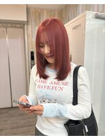 ナンバー アンフィール 渋谷(N° anfeel) 髪質改善高彩度チェリーレッドオレンジカラーダブルカラー渋谷