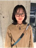 デザインカラーレイヤーカットウェットヘア夏オリーブベージュ