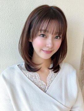 アフロート エル 大阪(AFLOAT L) 【20代30代】後れ毛が可愛い顔周りレイヤー/ココアブラウン