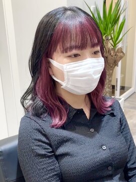 ツキ 横浜店(tuki) ピンクラベンダー×前髪インナーカラー×イヤリングカラー