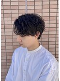 波巻きスパイラルセンターパート耳掛けツーウェイパーマ
