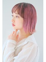 ガリカ シーム(Gallica/SEAM)&nbsp;ハイトーンピンクカラー/外ハネボブ/ぱっつんボブ/大人ショート