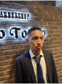 MEN'Sアッシュブラックハイフェードカジュアルアップバング