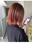 オレンジカラーハイトーン艶髪
