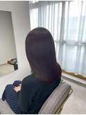 大人シアーベージュミニウルフボブミディアムレイヤー