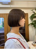 顔まわりレイヤー/ボブ/オリーブベージュ/ボブアレンジ/恵比寿