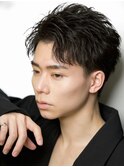 センターパートフェザーパーマシャドウパーマメンズパーマ