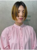 ＜kacho＞デザインカラー &nbsp;イエローカラーボブデザイン 姫カット