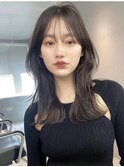 韓国ヘアーハッシュカットレイヤーカットグレージュブリーチ無し