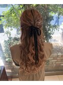 party style ハーフアップリボンアレンジ