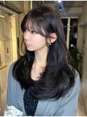 ダークグレージュ/バタフライレイヤー/顔周りカット
