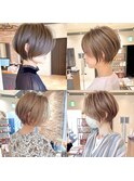 ボブ髪型前髪あり前髪なし面長/30代/40代/50代ショート【荒砂】