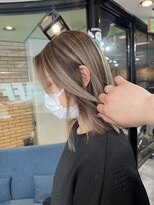 ラフ(LAFF) #バレイヤージュ#グレージュカラー#ボブウルフ#ココアベージュ