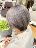 白髪ぼかしハイライト/ショート/シルバー