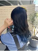 [夏流行カラー]　美髪ブリーチあり裾カラー　サファイアブルー