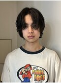 =メンズボブ/メンズロング/ダークアッシュ/ニュアンスパーマ